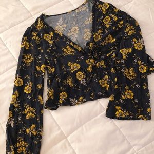 Blue + Yellow flowered crop top